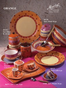 Orange ,stoneware, mayerling,piatti,tazze